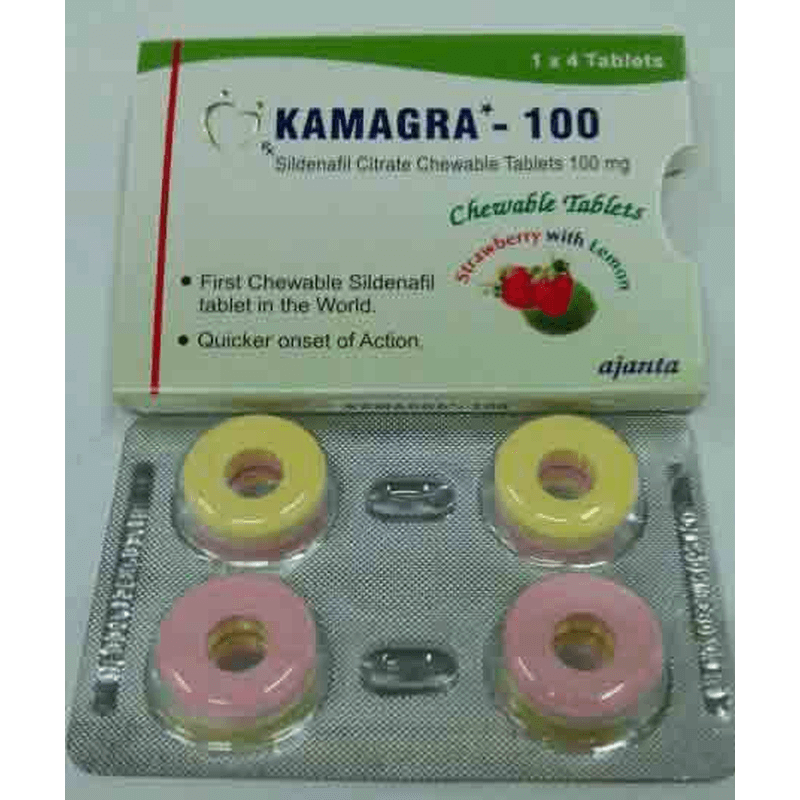 カマグラチュアブル レモン風味ストロベリー 100㎎ 1箱 / Kamagra Chewable Tablets Strawberry with Lemon 100mg 1 box